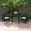 vidaXL Patio Dining Set Outdoor Table and Chair Set Poly Rattan and Glass - Black and White 31.5" Table Length 2 Items - 2 of 4