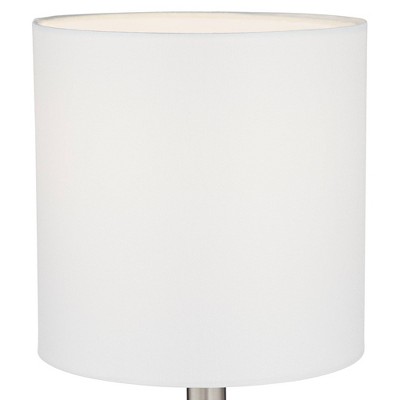 Set of 2 Blue Glass Coastal Table Lamps with White Fabric Shades