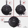 Cuisinel Cast Iron Skillet Set - 12", 10", 8" Pre-Seasoned Fry Pans with Silicone Handle Grips, Oven, Grill, Stovetop, BBQ, Campfire, Induction Safe - 3 of 4