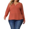 Agnes Orinda Women's Plus Size Long Sleeve V Neck Button Front Casual T-shirt - 2 of 4