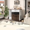 TIRAMISUBEST Cat Litter Box Enclosure Hidden Barn Door Wooden Washroom End Table Greige Multi-Function Waterproof Surface Easy Install - 3 of 4