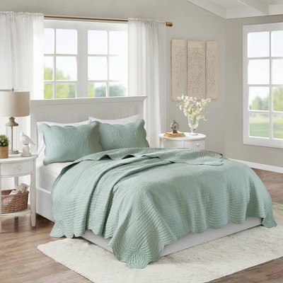 Madison Park 3pc Full/queen Genoa Scalloped Edge Reversible Coverlet ...