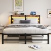 ALEXOUN Queen Size Metal Bed Frame with Wooden Headboard & Storage Shelf and Steel Slats, Noise-Free, No Box Spring Needed - 2 of 4