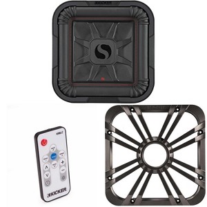 Kicker 46L7T102 L7T L7-Thin 10-Inch (25cm) Subwoofer, Dual Voice Coil, 2-Ohm, 500 Watt w/ Charcoal LED Grill & Remote Bundle - 1 of 4