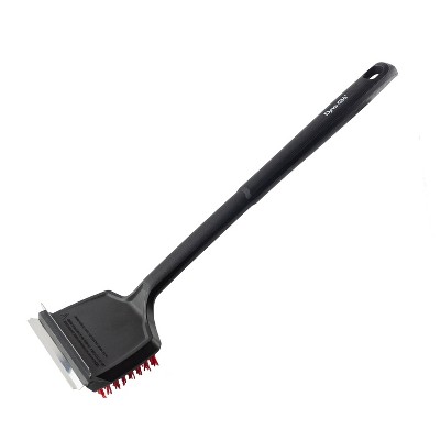 Dyna-Glo 18" Flat Top Grill Brush with Nylon Bristles and Stainless Steel Scraper - Black