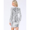 INSPIRE CHIC Women's Sequin Lantern Long Sleeve Sparkle Bodycon Party Club Mini Dress - 3 of 4