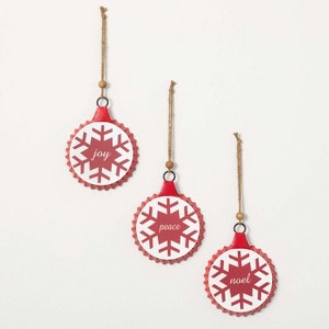 Sullivans Snowflake Text Ornament Multicolor 11.75"H Metal Set of 3 - 1 of 2