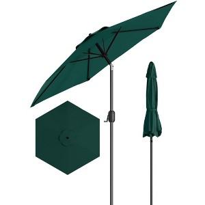 7.5FT Patio Umbrella Outdoor, Market Umbrella, Table Umbrella with Push Button Tilt and Crank, 6 Sturdy Ribs UV Protection Waterproof - 1 of 4