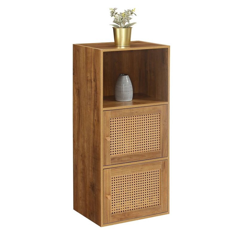 Extra Storage Weave 2 Door Cabinet with Shelf Brown Autumn Haze/Beige Barley - Breighton Home, 3 of 9