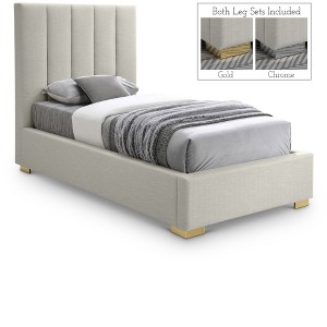 Meridian Furniture,Pierce Linen Textured Fabric Bed - 1 of 4