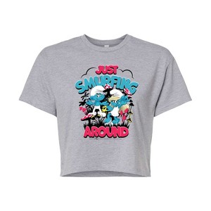 Women's - Smurfs - Just Smurfing Around Cropped Graphic T-Shirt - 1 of 4