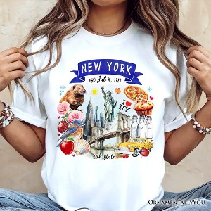 Artistic New York State Themes and Landmarks T-Shirt, Tee for History and Travel Lovers| OrnamentallyYou - 1 of 4