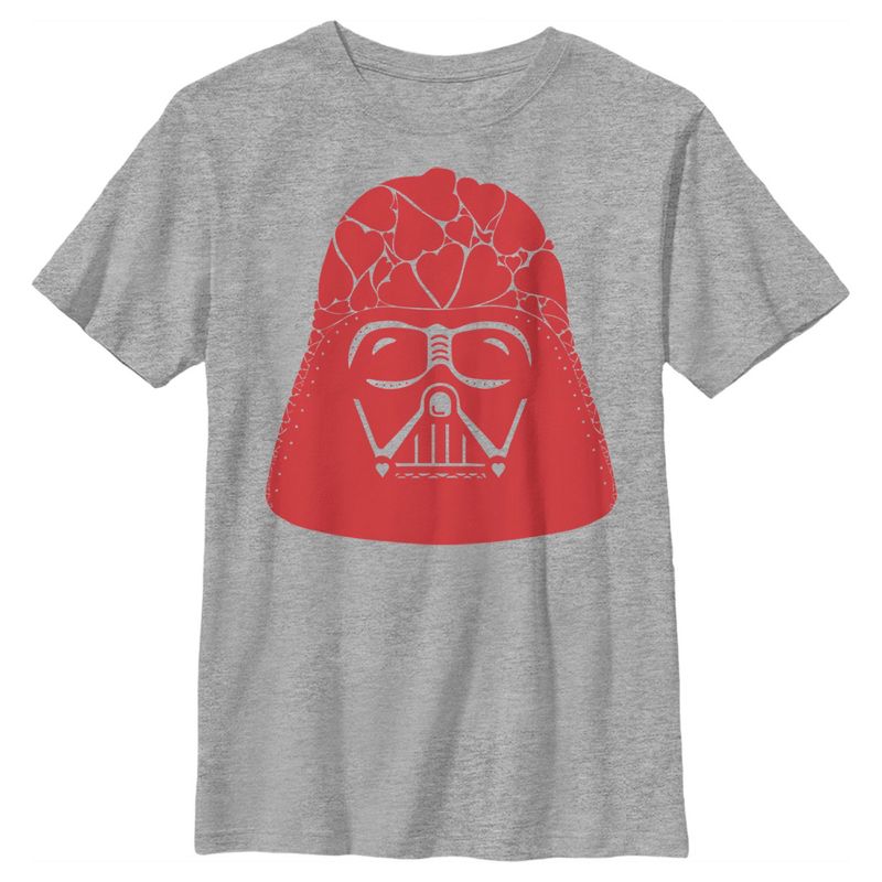 Boy's Star Wars Valentine's Day Darth Vader Heart Helmet T-Shirt, 1 of 6
