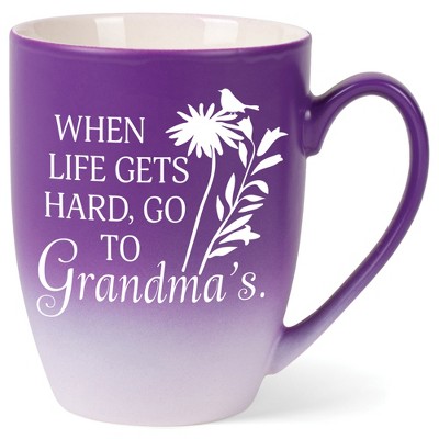 Elanze Designs When Life Gets Hard, Go To Grandma'S Two Toned Ombre Matte Purple and White 12 ounce Ceramic Stoneware Coffee Cup Mug