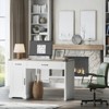 47" Farmhouse Executive Desk, Rustic Home Office Desk with Drawers and Storage Cabinet, Wood Computer Desks Writing Workstation Antique White - 2 of 4