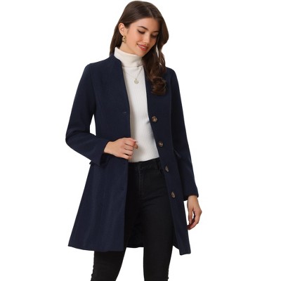 INSPIRE CHIC Women's Elegant Winter V Neck Single Breasted Long Overcoat