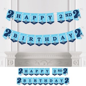 Big Dot of Happiness 2nd Birthday Shark Zone - Jawsome Shark Second Birthday Party Bunting Banner - Party Decorations - Happy 2nd Birthday - 1 of 4