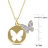 EVERLY JEWELRY | Yellow Silver 1/10ct TDW Diamond Double Butterfly Pendant with Chain - 3 of 4