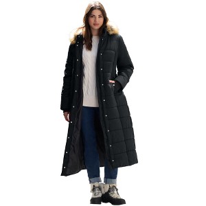 Roaman's Maxi Length Quilted Puffer Jacket - 1 of 4