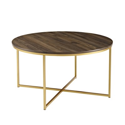 Vivian Glam X Leg Round Coffee Table Faux Marble - Saracina Home : Target