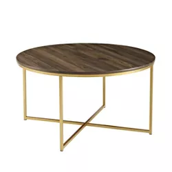 Vivian Glam X Leg Round Coffee Table Faux Marble - Saracina Home