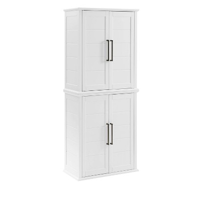 Bartlett Tall White MDF Freestanding Storage Pantry with Adjustable Shelves