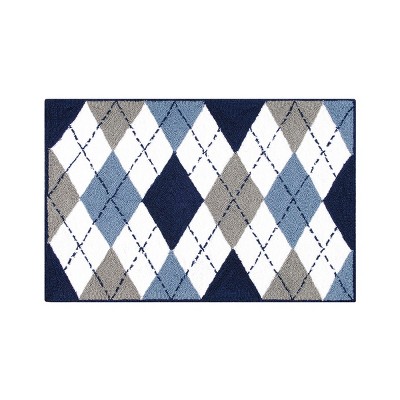 2'x3' Rectangle Hooked Argyle Accent Rug Blue - C&F Home