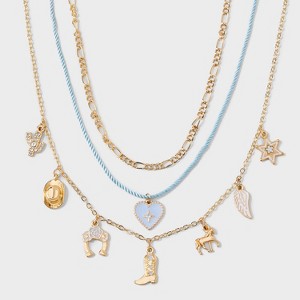 Girls' 3pk Western Heart Charms Necklace - art class™ - 1 of 4