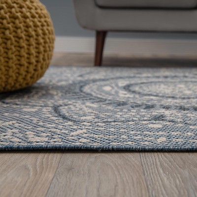 Blue Synthetic Rectangular 8' x 10' Stain-Resistant Area Rug