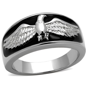 Slickblue Men's Stainless Steel Ring, Eagle Design with Jet Epoxy, High Polished Finish, Size 8-13 - 1 of 4