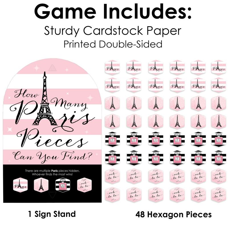 Big Dot of Happiness Paris, Ooh La La - Paris Themed Baby Shower or Birthday Party Scavenger Hunt - 1 Stand and 48 Game Pieces - Hide and Find Game, 5 of 9
