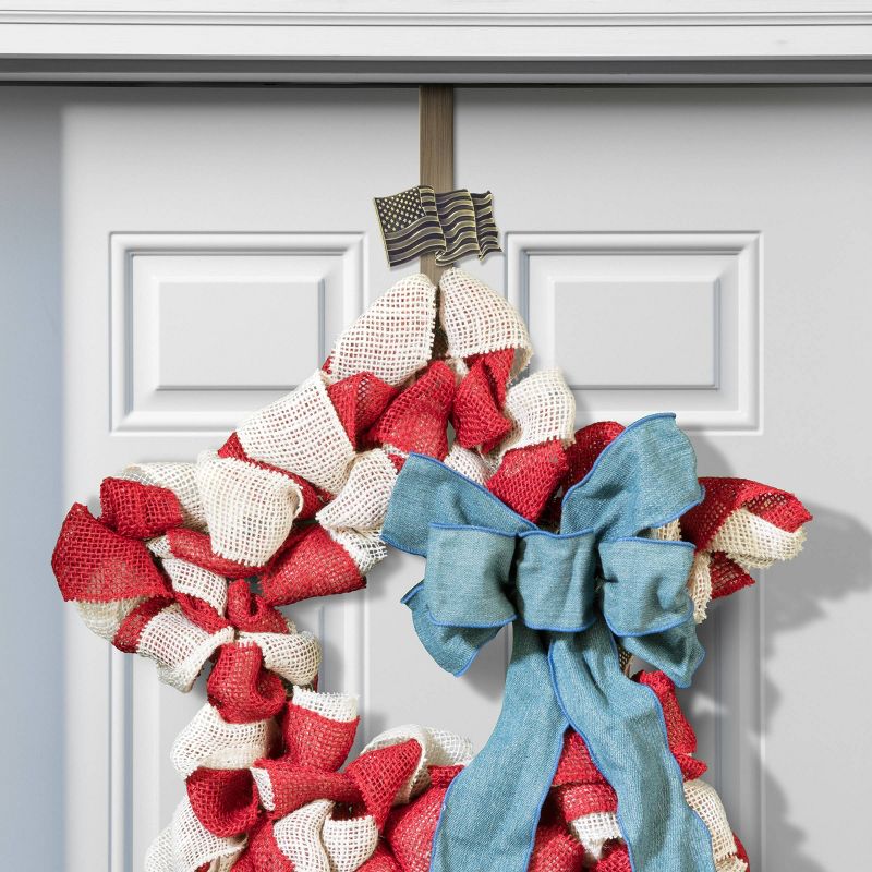 Haute Decor Christmas Adjustable Wreath Hanger with Icon Bundle Antique Brass Flag/Reindeer/Pumpkin/Fleur de lis, 3 of 7