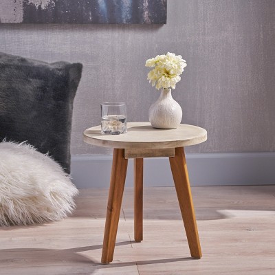 VYNXARIA Side table,Featuring a trendy round top supported by three cheekily jutting legs,Light Gray