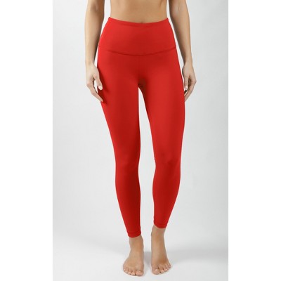 90 Degree By Reflex - Women's Squat Proof Interlink High Waist 7/8 Length  Ankle Leggings - High Risk Red - Large