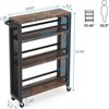 SEVOBAL Kitchen Carts and Islands Slim Rolling Utility Cart Lockable with Multi Tier Storage Easy-to-Store, Brown Black, 21.65"*6.3"*33.46" - 3 of 4