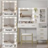 Makeup Vanity with Lights in 3 Colors, Vanity Table with Charging Station of 2 USB Ports and Outlets - 4 of 4