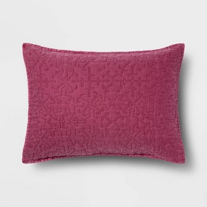 Standard Garment Washed Quilted Pillow Sham Magenta - Opalhouse , Pink