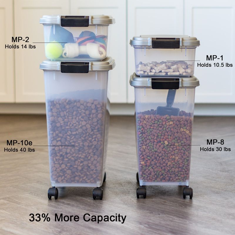 IRIS USA 40lbs+14lbs+scoop Airtight Pet Food Storage Container Combo with Casters, 5 of 10