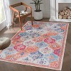 Okak Cream Floral Design Chenille Large Washable Area Rug for Living Room,Bedroom,All Size Indoor Non-slip Rug - 2 of 4