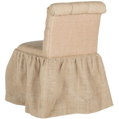 Allie Beige Linen Tufted Vanity Chair
