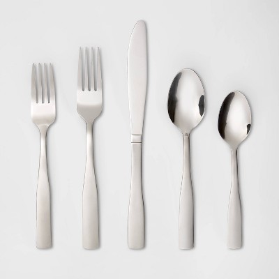 20pc Squared Straight Flatware Set Black - Room Essentials™ : Target