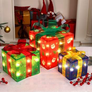3PACK Lighted Gift Boxes Decorations-Outdoor Christmas Decorations-Lighted Gift Boxes Decorations