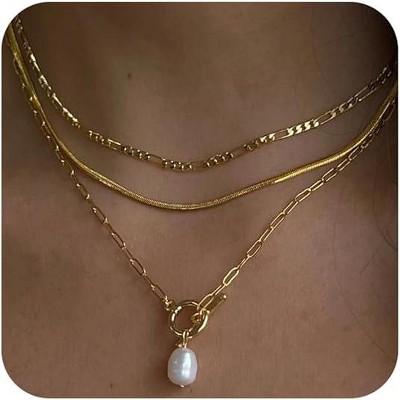 HTUTWOO Gold Layered Necklaces for Women,Dainty 14k Gold Plated Stackable Choker Necklaces for Women,Trendy Layering Necklaces Jewelry Gifts