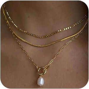 HTUTWOO Gold Layered Necklaces for Women,Dainty 14k Gold Plated Stackable Choker Necklaces for Women,Trendy Layering Necklaces Jewelry Gifts - 1 of 4