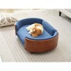 Spassway Blue Oval Velvet Pet Bed with Cushion Solid Wood Frame Dog Bed for Medium and Large Dogs Comfy Dog Couch Sofa for Dogs Cats S/M/L - 2 of 4