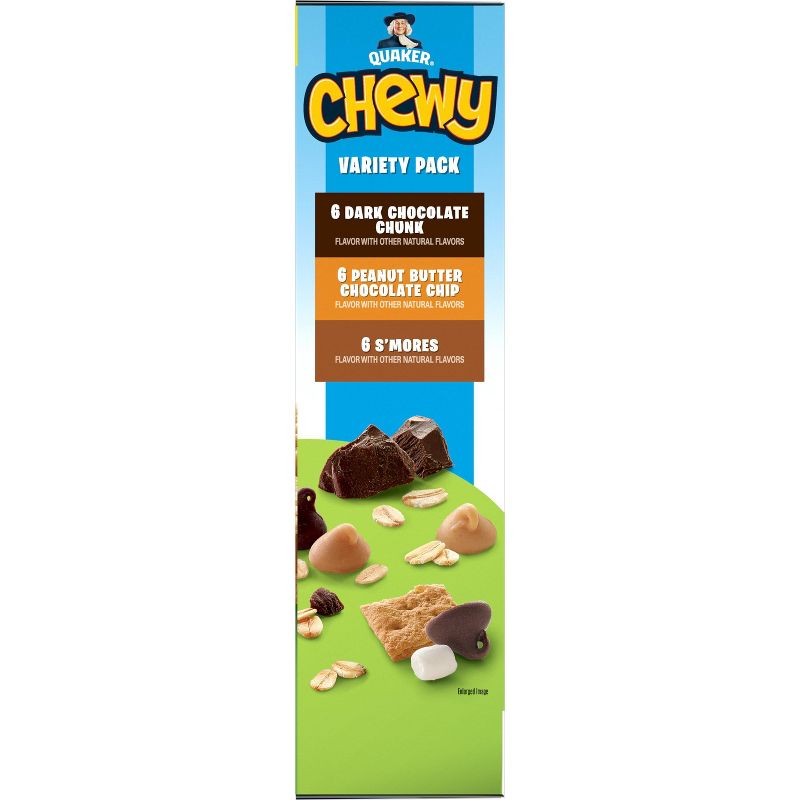 Quaker Chewy Dark Chocolate Chunk, Peanut Butter Chocolate Chip &#38; S&#39;mores Granola Bars Variety Pack - 15.2oz/18ct, 5 of 13
