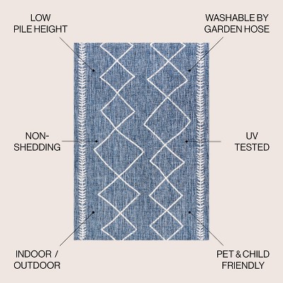 Handmade Blue/Ivory Synthetic Trellis 4' x 6' Rug