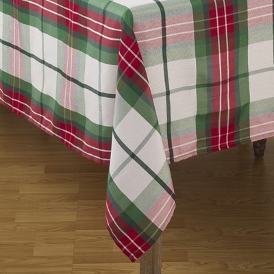 Holiday Plaid Rectangular Fabric Tablecloth 70" x 84"