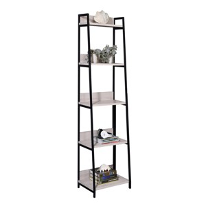INFURNIC Decorative Bookshelf Industrial 5 Tier Ladder Shelf Open Compartmentsfor Books and Display Items, grey, 16.5"*16.5"*67.5" - 1 of 4