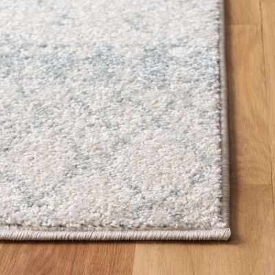 Ivory and Light Grey Hand-Knotted Synthetic 2' x 11' Runner Rug